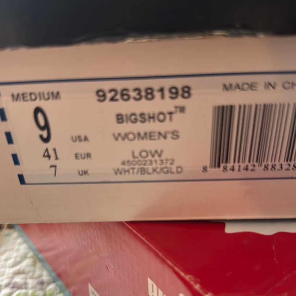 Women's Athletic Shoes - White, Black, and Gold